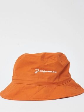 Jacquemus Orange Embroidered Logo Bucket Hat